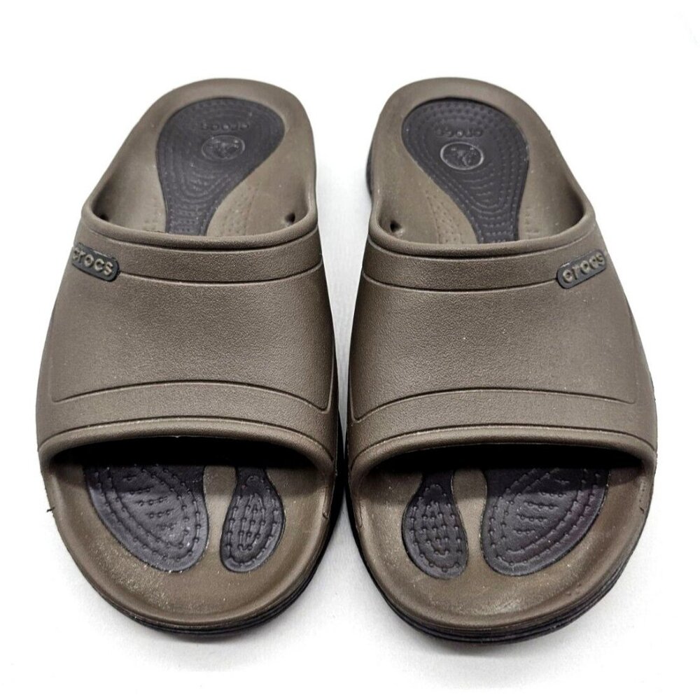 CROCS UNISEX SLIDERS Slip on Sandals Brown W 7/M 5